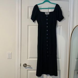 Pink martini cotton black  midi dress